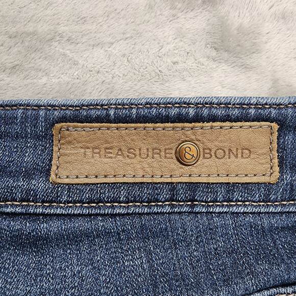 Treasure & Bond Shorts Womens 28 Blue Mid Rise Skinny Cuffed Denim Stretch - Picture 4 of 11